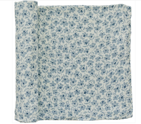 Blue Blossom Muslin Swaddle Blanket