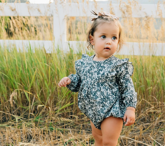 Liberty Floral Long Sleeve Ruffle Bubble Romper