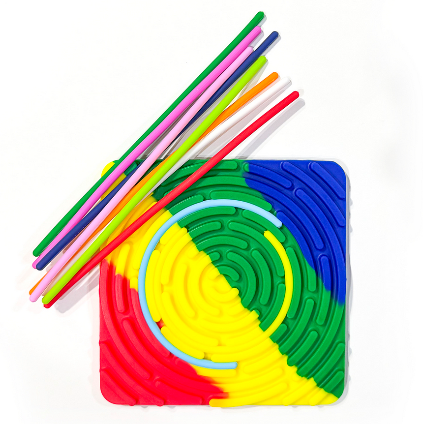 Square Silly Tubes, Rainbow - Sensory Toy