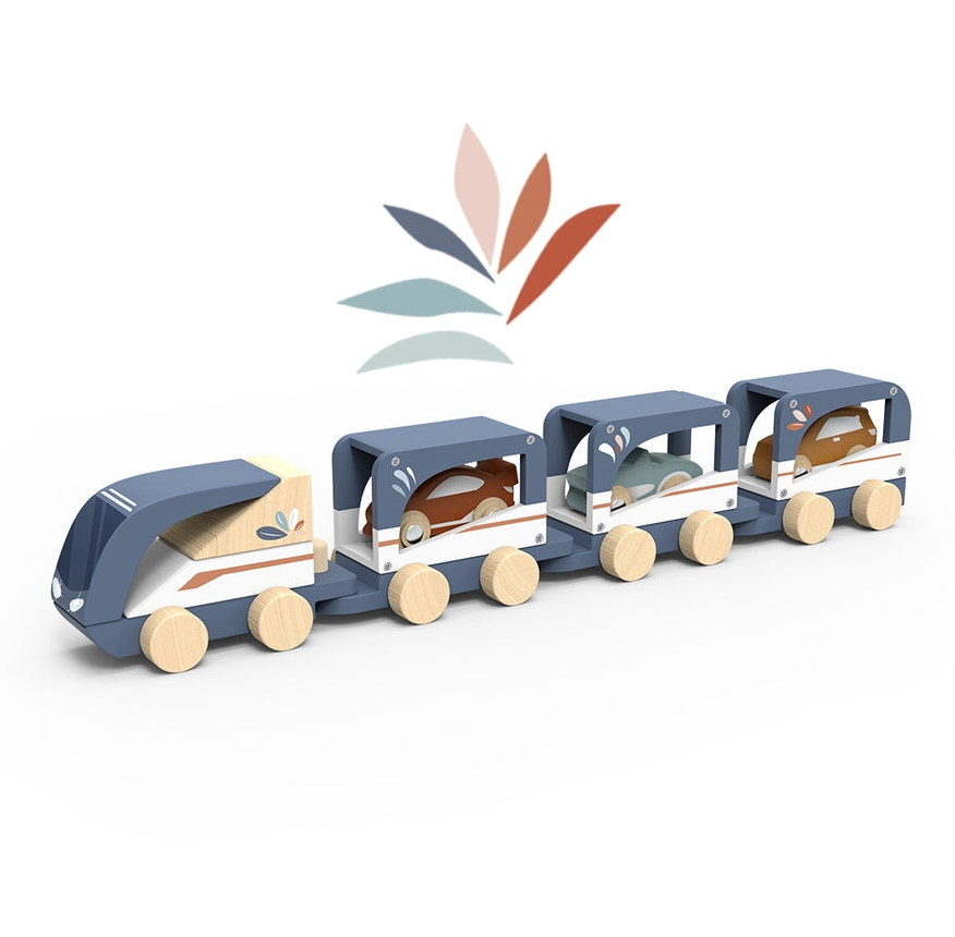 Wooden Train Vehicle Carrier