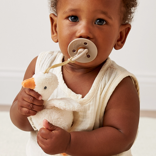 Bitzy Pal Natural Rubber Pacifier & Plush- Goose