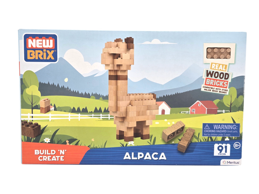91-pcs Wooden Alpaca Building Block Set