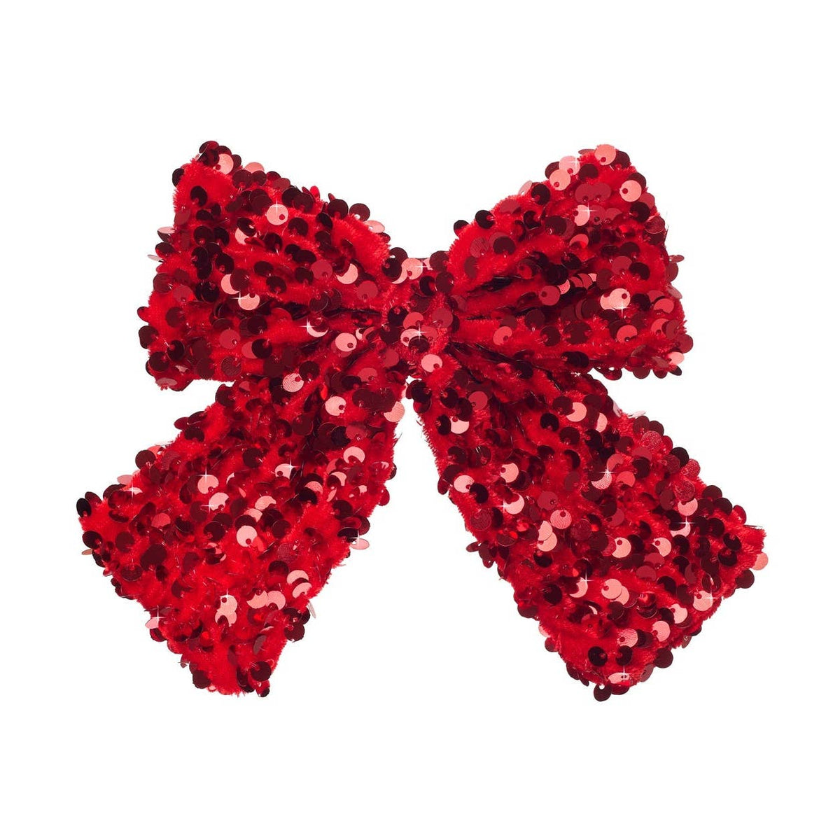 Sequin Velvet Christmas Red Bow Clip