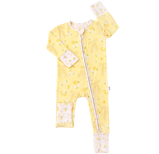 Lola Zip Bamboo One Piece Floral Baby Outfit