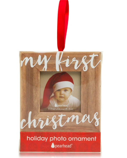 My First Christmas Holiday Wooden Picture Frame Ornament