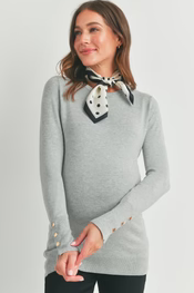 Grey Maternity Sweater w Sleeve Button