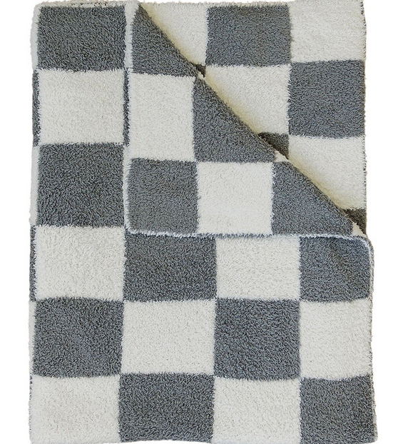 Charcoal Checkered Plush Blanket
