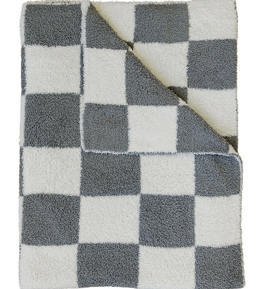 Charcoal Checkered Plush Blanket