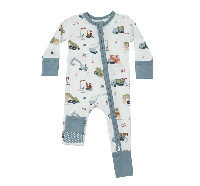 Construction Alphabet - 2 Way Zipper Romper