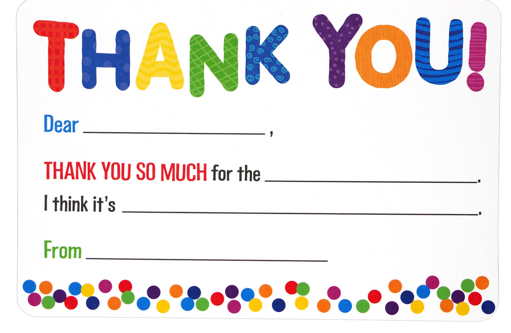 Children's Fill In Thank You Notes - Elegant Mommy