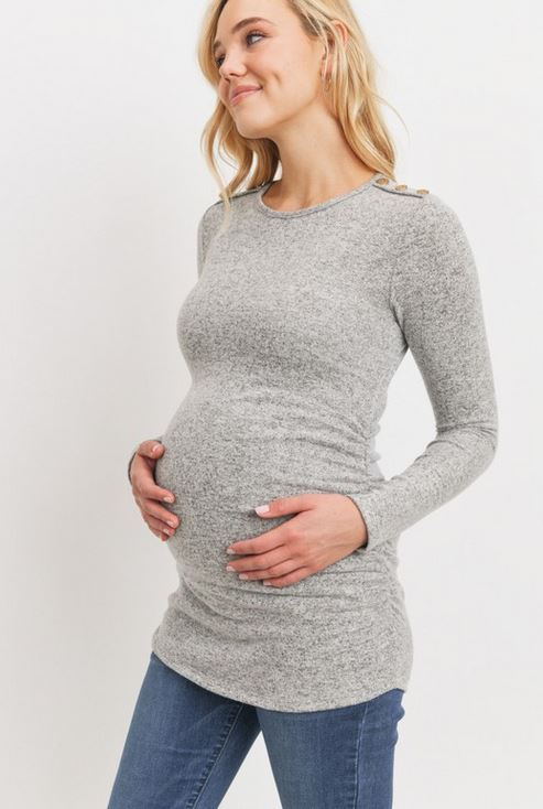 Maternity Hacci Tunic - Heathered Grey - Elegant Mommy