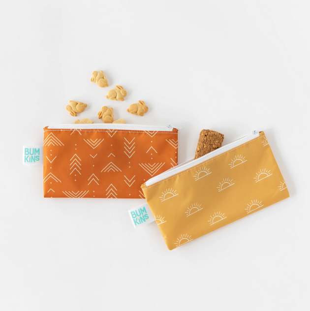 Reusable Snack Bag, Small 2-Pack- Sunshine & Grounded - Elegant Mommy