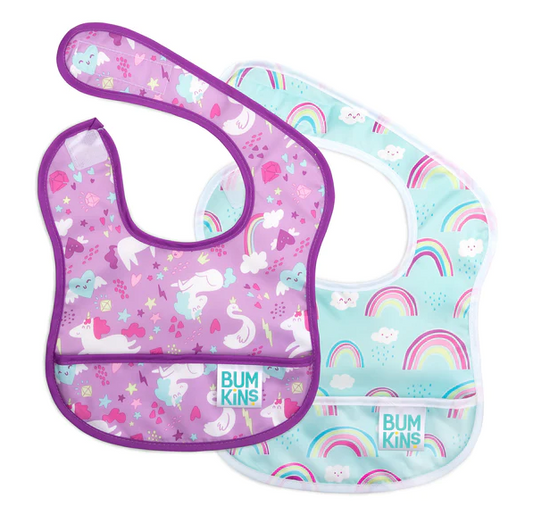 Starter Bib 2 Pack- Rainbows & Unicorns - Elegant Mommy