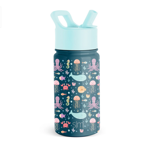 Summit Kids Water Bottle with Straw Lid - 14oz Under the Sea - Elegant Mommy
