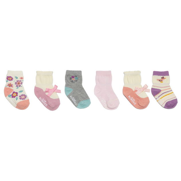 Winter Garden 6-Pack Infant Crew Socks - Elegant Mommy