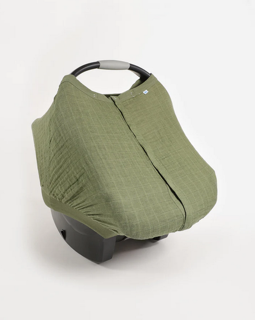 Cotton Muslin Car Seat Canopy - Fern - Elegant Mommy