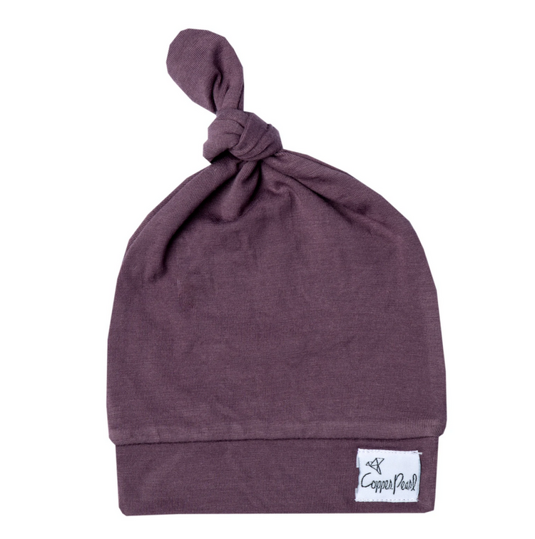 Copper Pearl  Plum Top Knot Hat 0-4mo - Elegant Mommy