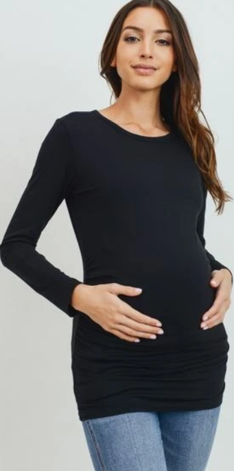 Black Long Sleeve Maternity Top - Elegant Mommy