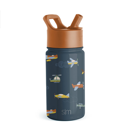 Summit Kids Water Bottle with Straw Lid - 14oz Wheels Up - Elegant Mommy