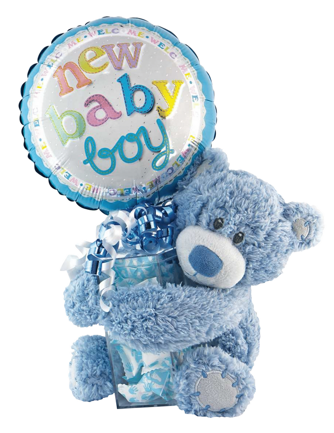 New Baby Girl Teddy With Mints &amp; 9" Balloon - Elegant Mommy