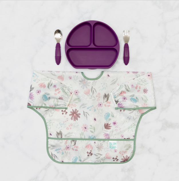 Sleeved Bib- Floral - Elegant Mommy