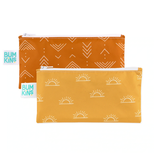 Reusable Snack Bag, Small 2-Pack- Sunshine & Grounded - Elegant Mommy