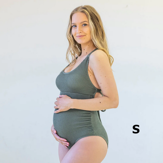 Maternity One Piece - Hideaway Olive – Elegant Mommy