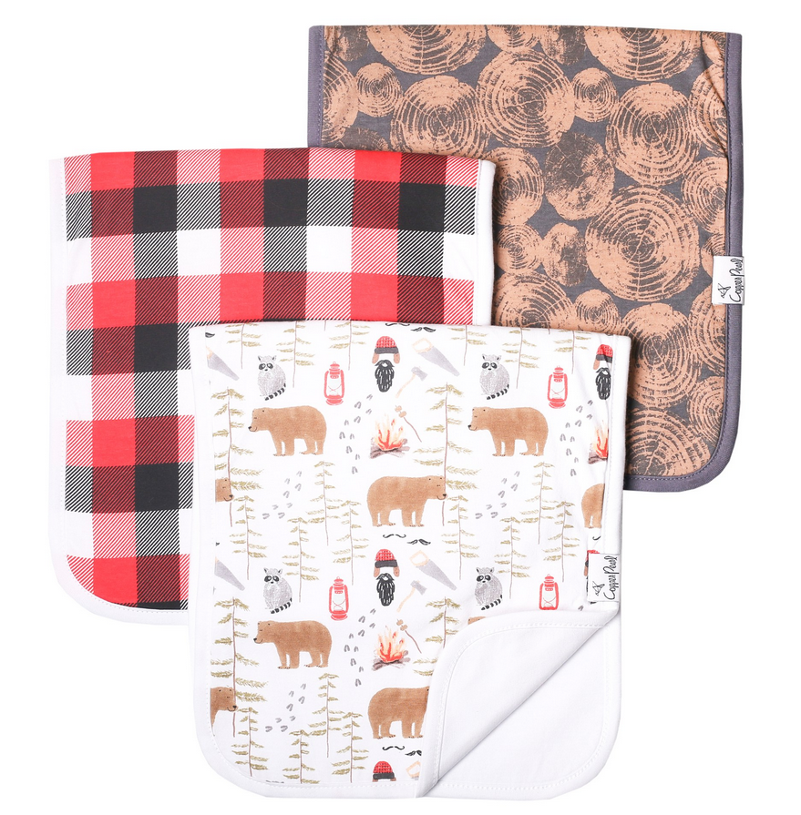 Copper Pearl Lumberjack Burp Cloth - Elegant Mommy