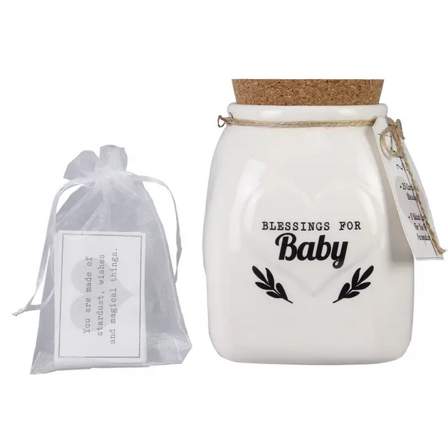 Ceramic Blessing for Baby Jar w/ 30 Blessing Cards - Elegant Mommy