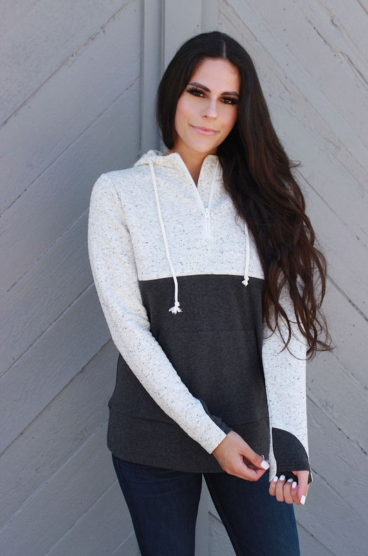 Nursing Hoodie- Oatmeal Waffle - Elegant Mommy