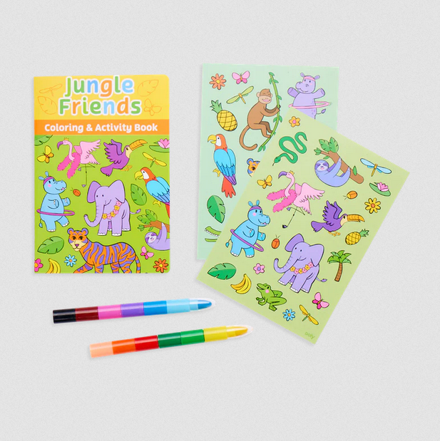 Mini Traveler Coloring & Activity Kit - Jungle Friends - Elegant Mommy