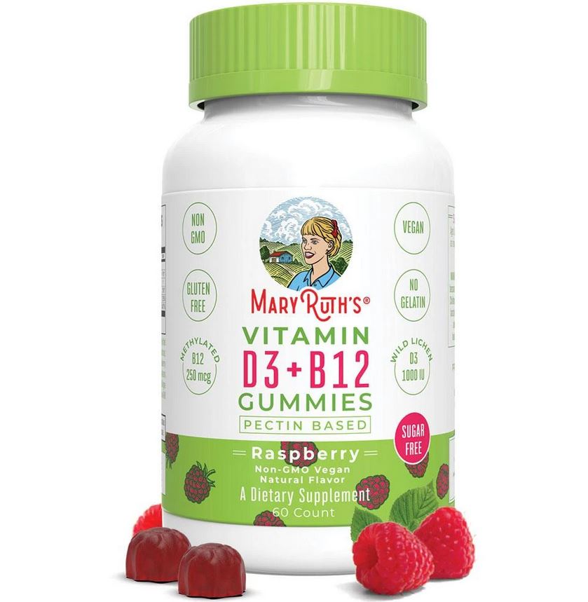 '-Mary Ruth's D3 + B12 Gummies Raspberry  (Sugar Free) - Elegant Mommy