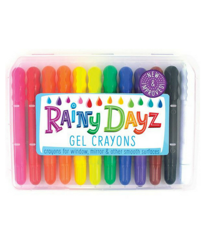  Ooly Rainy Dayz Gel Crayons for Kids and Adults - Set of 12  Rainbow Color Crayons for Glass and Paper Surfaces with Clear Plastic Crayon  Case for Easy Portability 