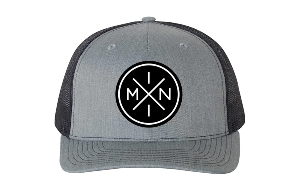 Mini X Leather Patch Grey & Black Trucker Hat - Elegant Mommy