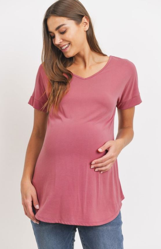 Drop Shoulder Maternity Top - Variety Of Colors - Elegant Mommy