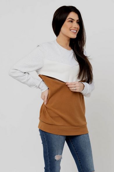 Colorblock 2.0 Camel Sweatshirt - Elegant Mommy