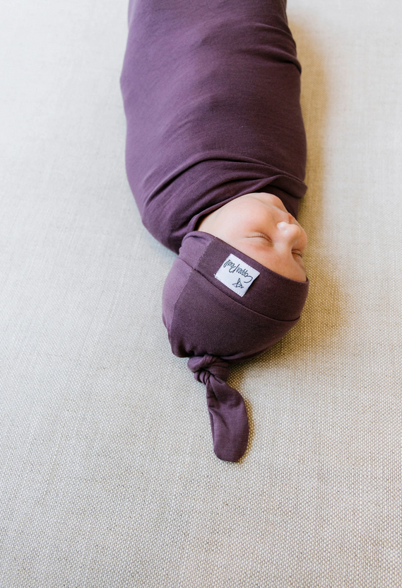 Copper Pearl  Plum Top Knot Hat 0-4mo - Elegant Mommy