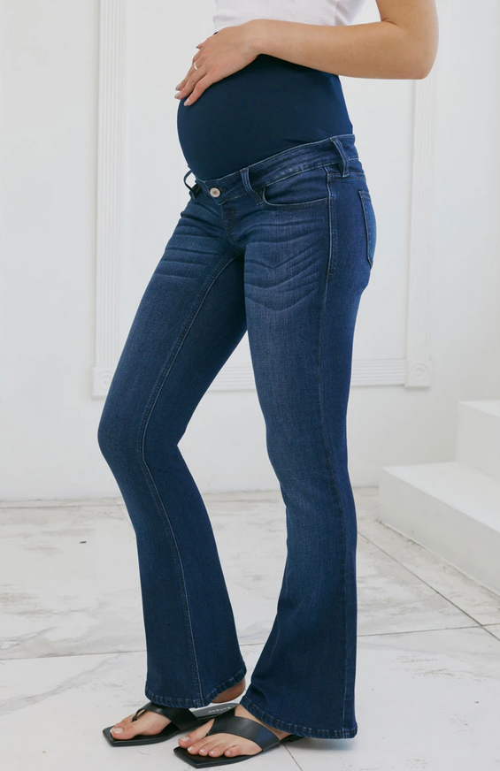 Kancan Kelly Maternity Flare Dark Jeans – Elegant Mommy
