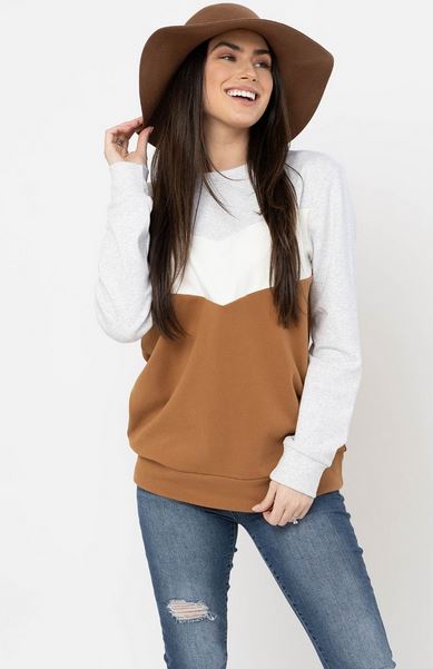 Colorblock 2.0 Camel Sweatshirt - Elegant Mommy