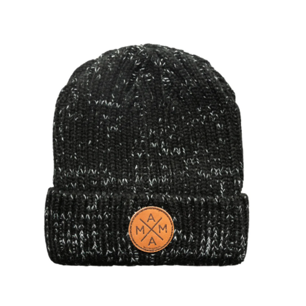 Black Beanie With Leather Patch - Elegant Mommy