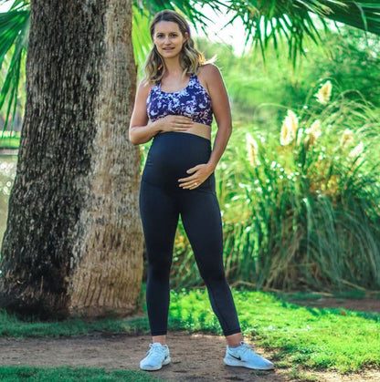 Senita Lux Maternity Black Athletic Pants - Elegant Mommy