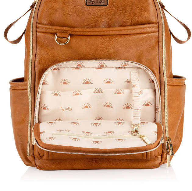 Cognac Boss Plus™ Backpack Diaper Bag - Elegant Mommy