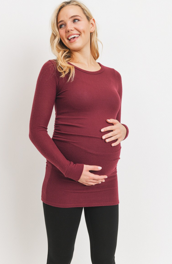 Maternity Hacci Tunic- Light Brown - Elegant Mommy
