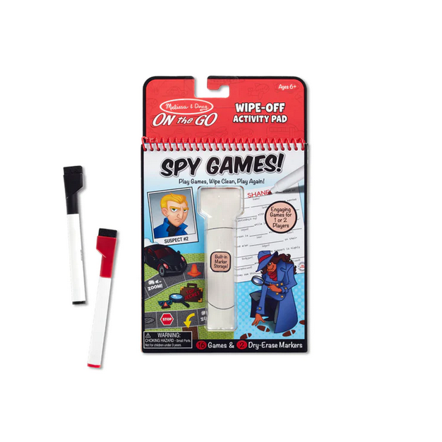 Spy Games Wipe-Off Activity Pad - On the Go Travel Activity - Elegant Mommy