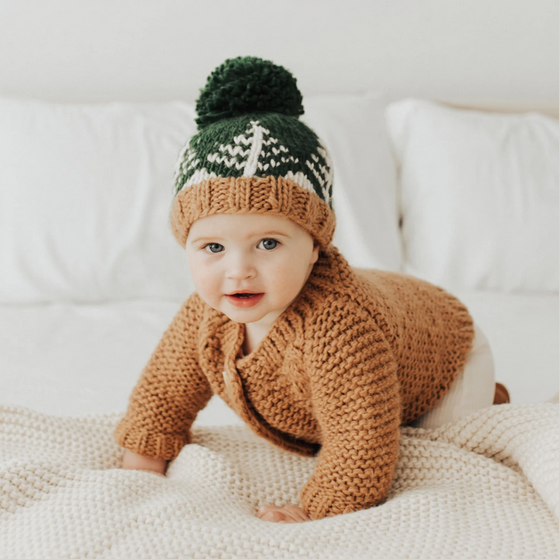 Huggalug Forest Knit Beanie Hat Loden - Elegant Mommy
