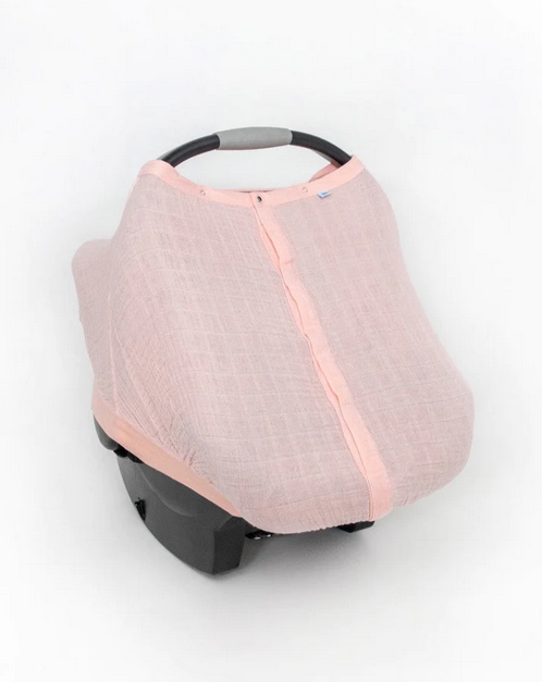 Cotton Muslin Car Seat Canopy - Rose Petal - Elegant Mommy
