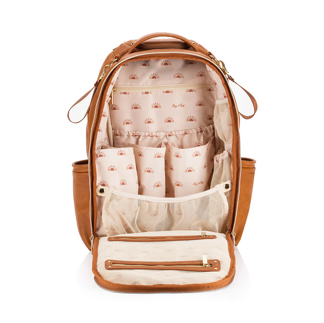Cognac Boss Plus™ Backpack Diaper Bag - Elegant Mommy