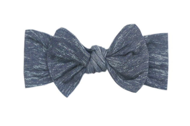 Denim Knit Headband Bow - Elegant Mommy
