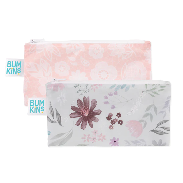 Reusable Snack Bag, Small 2-Pack- Floral and Lace - Elegant Mommy